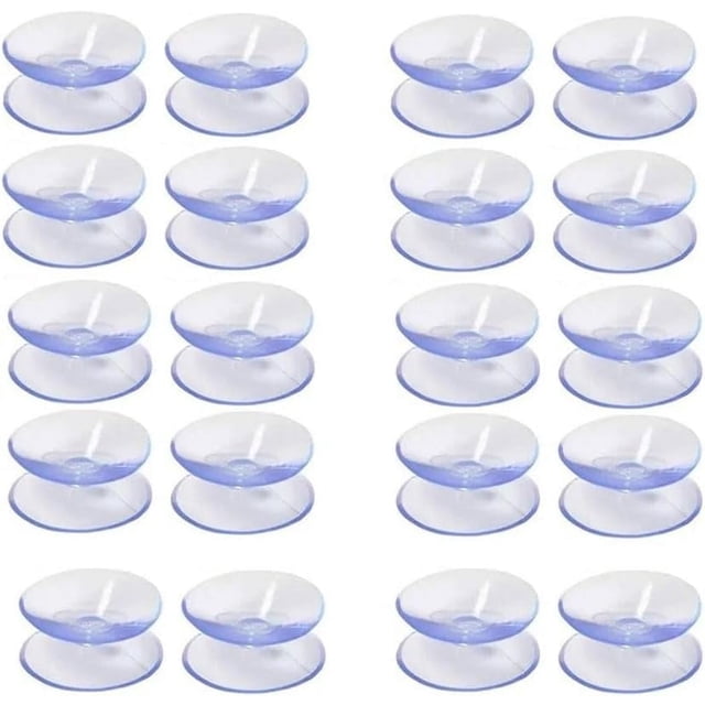 HUGFEGWE 20 PCS Plastic Suction Cup, Double-Sided Suction Cup Hooks, Transparent Non-Slip Suction Cup for Kitchen Bathroom(35mm) CJB91-62329