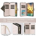 thumbnail image 6 of For Apple iPhone 17 Pro Max Wallet Case Magnetic Flip Cover 9-Card Slots Zipper Pocket With Detachable Shoulder Strap And Wrist Strap,Beige,For iPhone 17 Pro Max, 6 of 6
