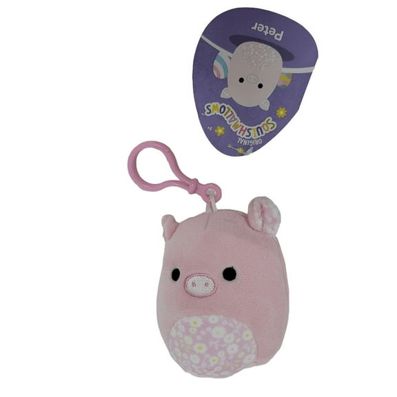 Squishmallows Official Kellytoys 3.5 Inch Peter the Pink Pig Floral Belly Clip-On Plush Stuffed Toy