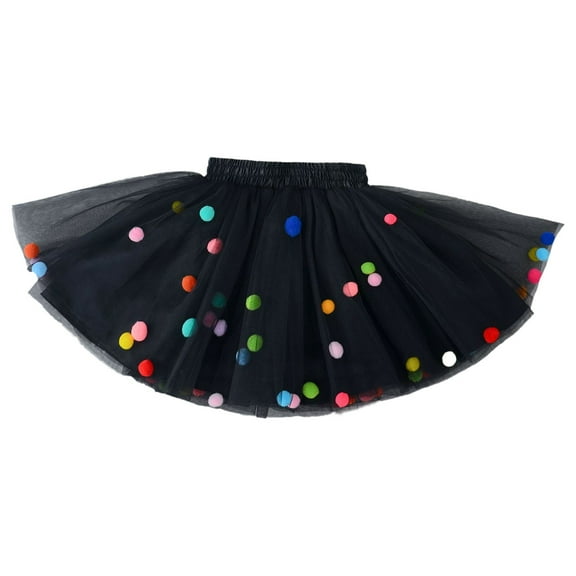 TOOYOU Girls Skirts Fashion And Leisure Layered Party Mesh Tulle Tutu Skirts Ballet Dance Skirts Sweet Girl Summer Short Skirt Size 5-6 Years Black