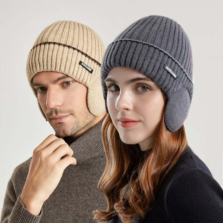 Big Sale Fdelink Beanie Hat Winter Hats Women s Foldable Handmade Ear Protection Warm Wool Cap Cotton Slouchy Hat Knitted Hat Windproof Cold Sweat Hat Walmart