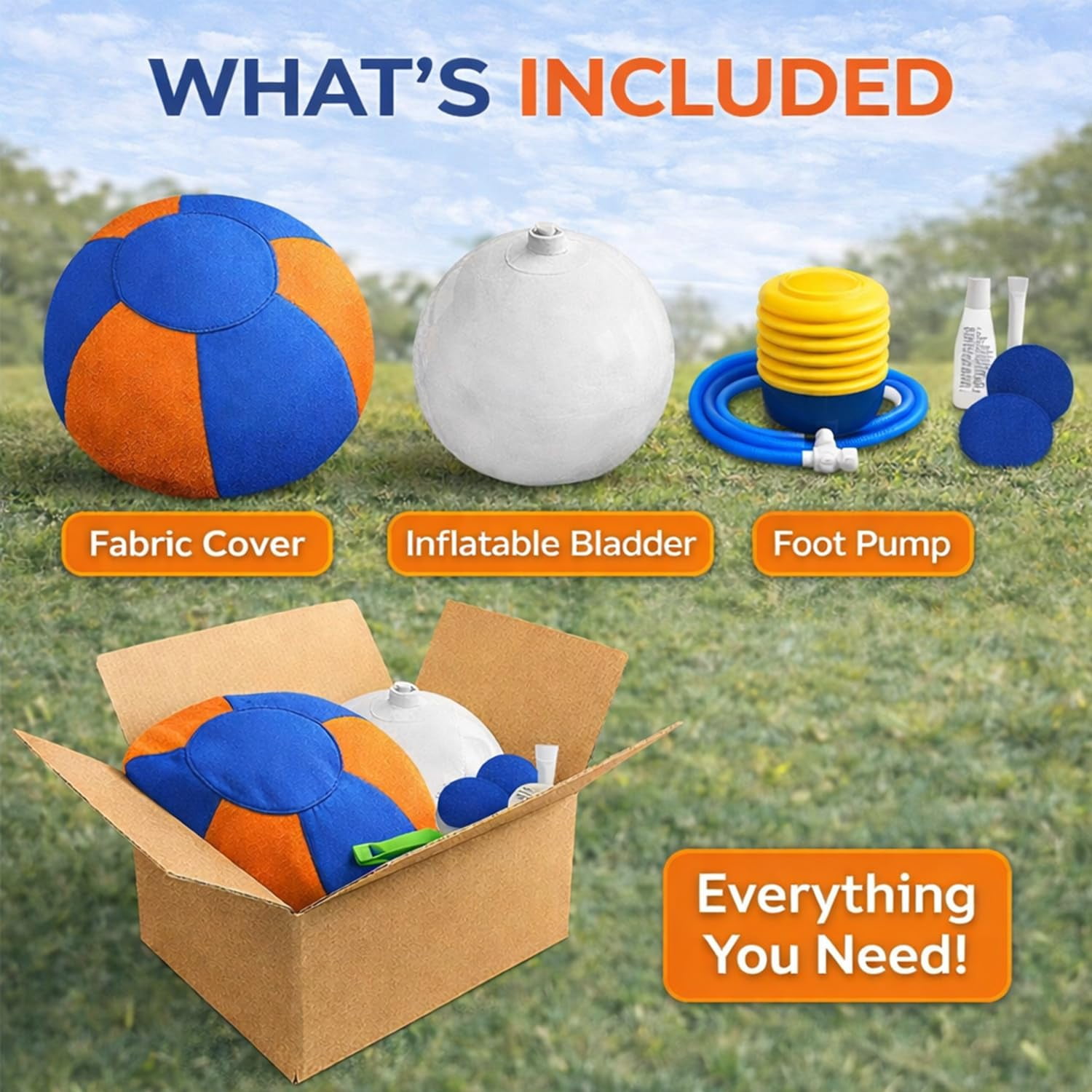 Calming Jumbo Ball for Dogs, Giant Interactive Dog Ball with Straps, Durable Inflatable Exercise Toy for Boredom Relief, Training, Outdoor Play and Energy Release