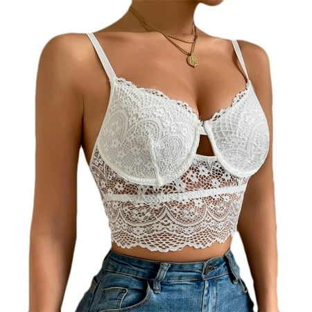 

Holiday Savings! Lace Mesh Spice Girl Bra Open Back Wrap Chest Lingerie White