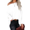 thumbnail image 1 of Suéter De Punto Batwing Manga Larga Un Hombro Color Puro Tops Casuales De Moda Para Mujer Blanco M, 1 of 5