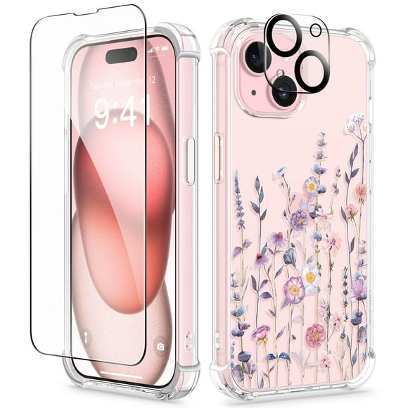Funda de teléfono GVIEWIN para iPhone 15 6.1 con protector de pantalla