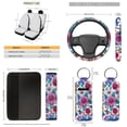 thumbnail image 5 of Jeiento Flowers Car Front Back Seat Covers Full Set with Steering Wheel Cover Seatbelt Shoulder Pad Trash Bin Auto Rear View Mirror Covers Coasters Keychain Lipstick Holder 13 Pieces Car Accessory, 5 of 7
