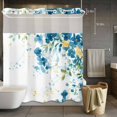 thumbnail image 5 of Spring Green Flower No Hooks Shower Curtain with Snap-in Liner Country Watercolor Green Floral Tree Leaf Shower Curtains for Bathroom, Waterproof, Easy Install, Washable 72"x78", 5 of 9