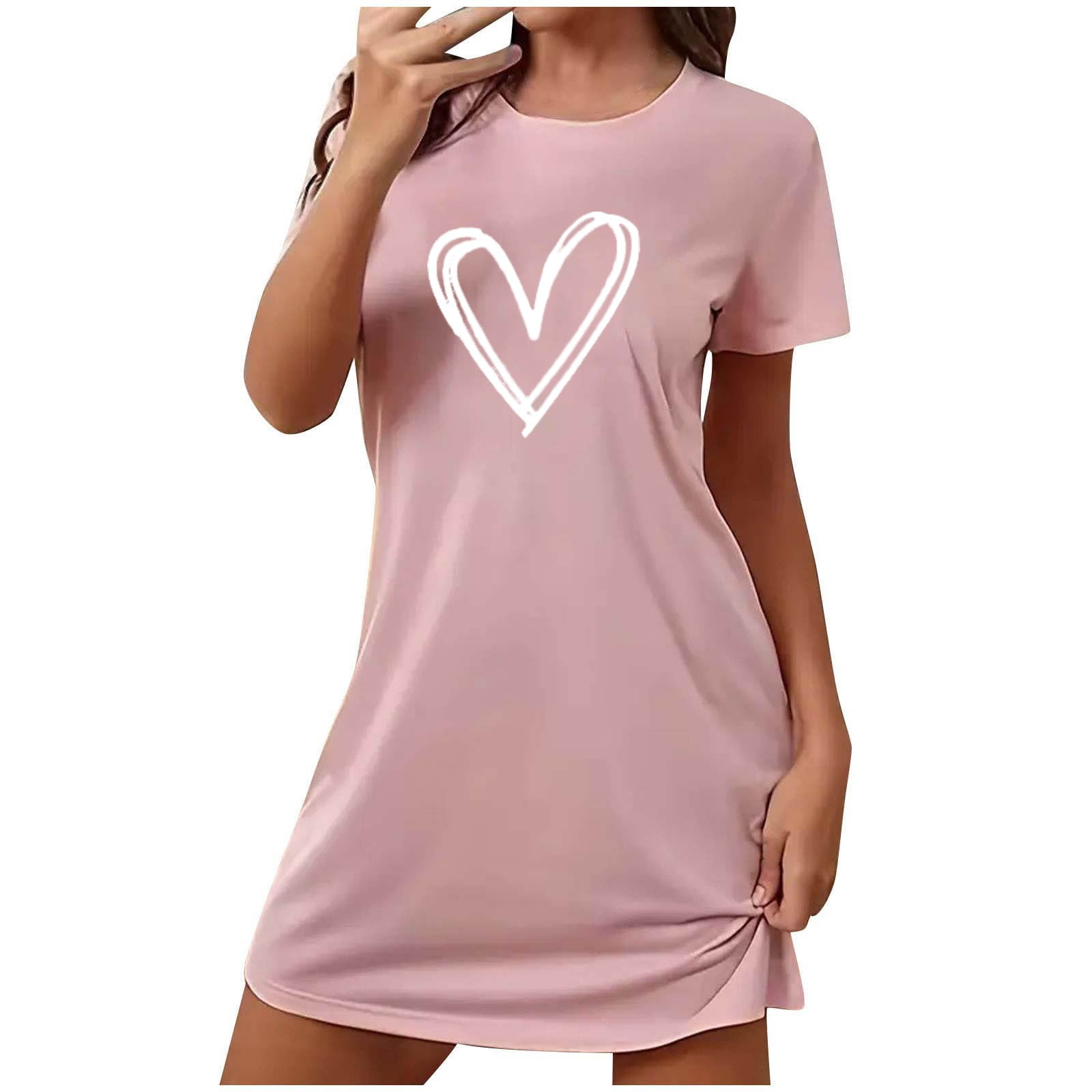 Rbaofujie Robes for Women Women s Oversized Short Nightgown Printed Round Neck and Short Sleeves dress Womens Pajamas Walmart