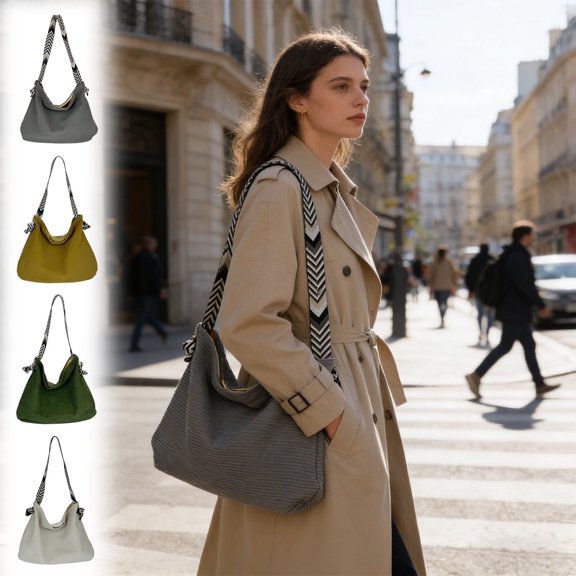 Large Capacity Women’s Commuter Shoulder Bag Crossbody Tote, Water Resistant Polyester Handbag, Multi Pocket, Adjustable Strap, Gray Yellow Green White