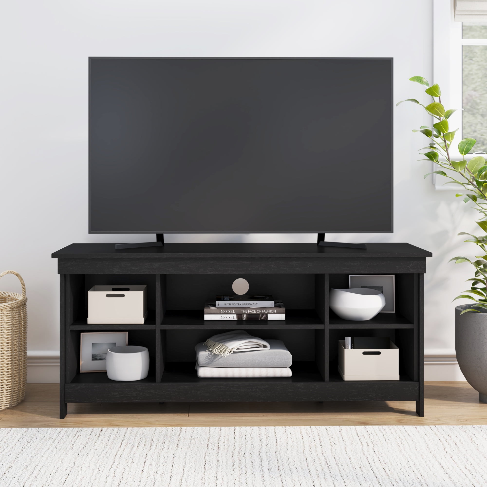 Mainstays Ardent No Tools Open Shelf TV Stand Console for TVs up to 50", Black