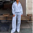 thumbnail image 2 of Hogleaql Womens Sweatsuits Sets Lounge Half Zip Long Sleeve Sweatshirt Wide Leg Sweatpants Tracksuit with Pockets Solid Color Loose Dressy 2025 Winter Outfits Light Gray L, 2 of 4