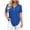 Blue, variant on Women's Short Sleeve Curved Hem Shirts Summer Oversized V-Neck Button Down T-Shirt Casual Plain Daily Wear Tops Orange