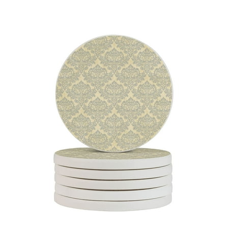 

Circular Drink Coasters Set Flower Pattern Beautiful Home Decor Diatomite Heat-Resistant Diatomite Protect Table Countertop