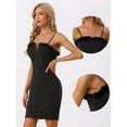 thumbnail image 2 of Vestido de cuello con cremallera para mujer con ribete de piel sintética y correa de espagueti Negro XS, 2 of 6