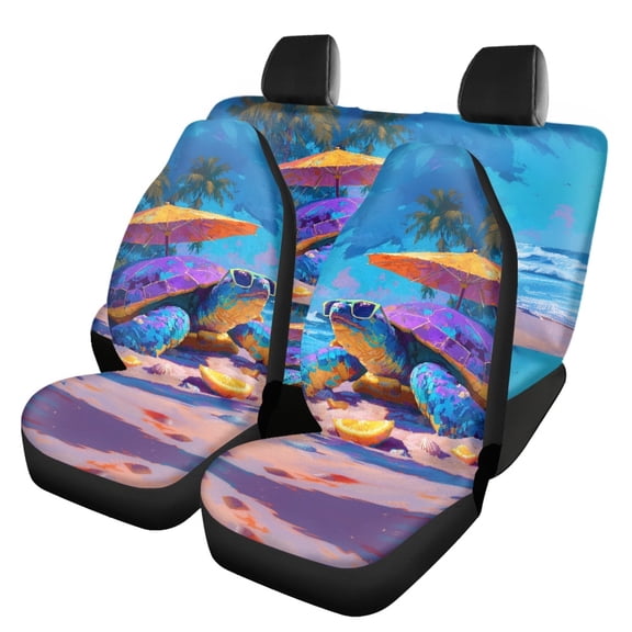 Uourmeti Sea Turtle Beach Print Car Seat Covers Full Set Breathable Auto Interior Decor Protector Car Interior Decor Fashion Soft Fit for most Cars Sedans
