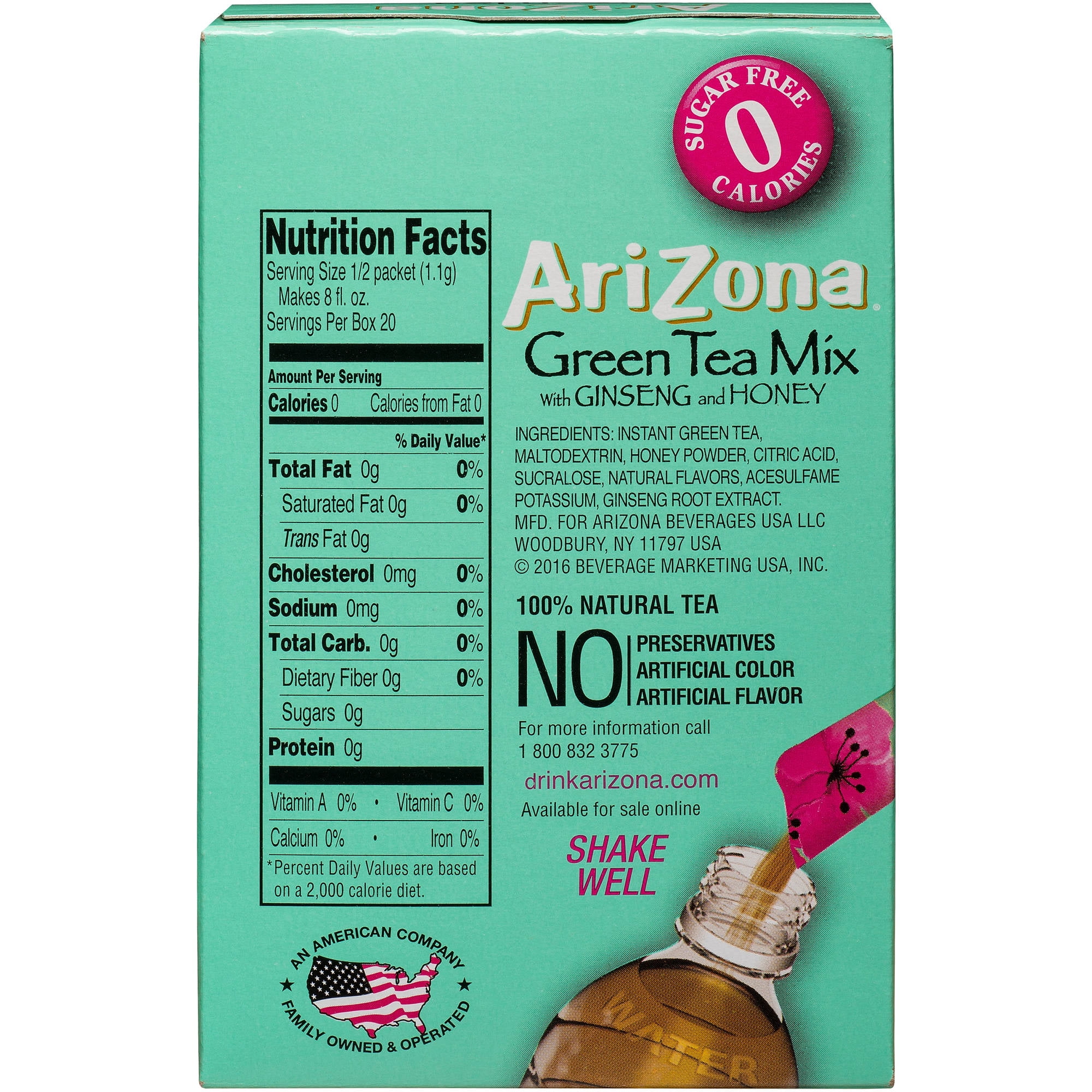 AriZona Green Tea with Ginseng and Honey Iced Tea Stix, Sugar Free, 10 count by Generic