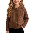 thumbnail image 5 of Frostluinai Girls Cable Knit Cardigans Button Down Long Sleeve Chunky Sweater Outerwear 0-8 Years Lightweight Fall Cardigan Sweater, 5 of 10
