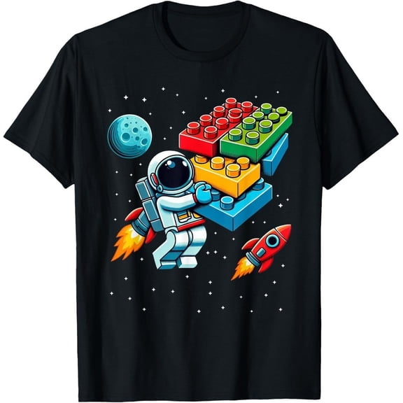 Master Builder Space Astronaut Building Blocks Bricks Boys T-Shirt UNISEX S-3XL