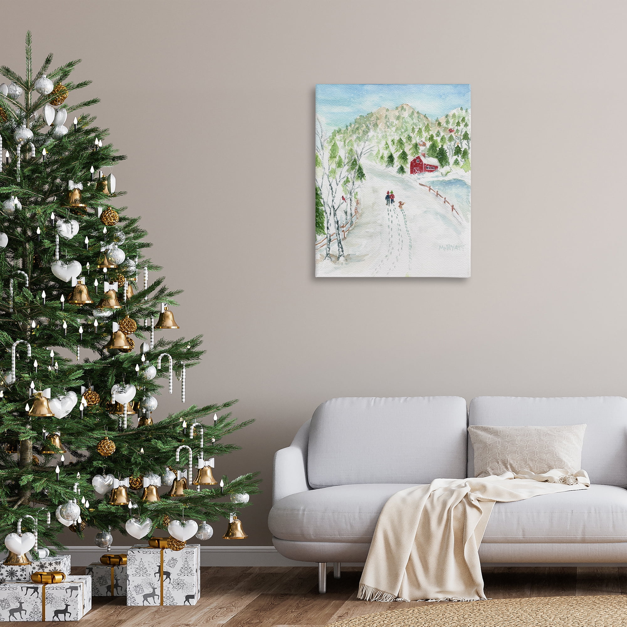 Stupell Industries Steps in Country Snow Holiday Painting Gallery Wrapped Canvas Art Print Wall Art, 30 x 40