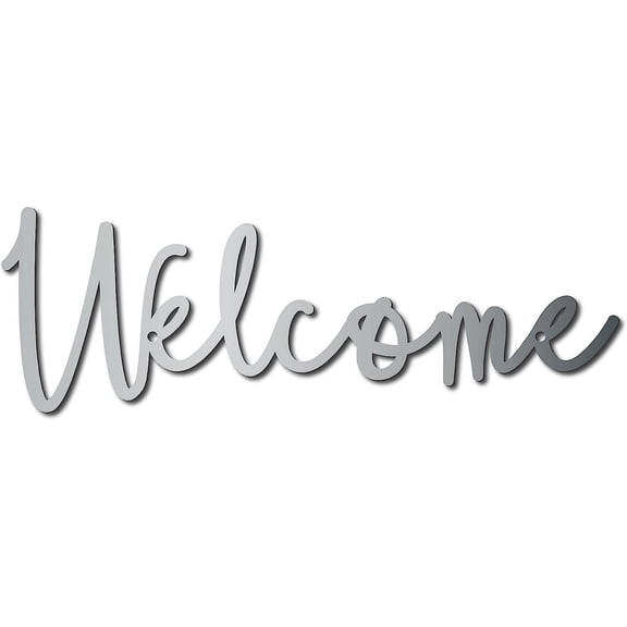 Welcome Metal Sign Wall Art Decor Rustic Letter Signs Black Hanging Word Sign Decoration for Front Door Home Entry Decoration Indoor Outdoor Living Room Aesthetic Bedroom 3.9 x 11.8 Inch