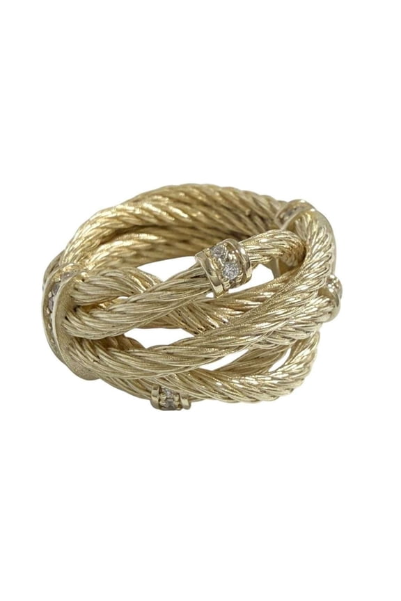 Pre-Owned Bottega Veneta women's ring, sterling silver (925), gold color, size 12.