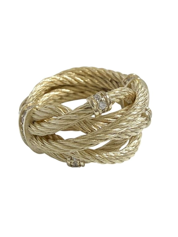 Pre-Owned Bottega Veneta women's ring, sterling silver (925), gold color, size 12.
