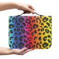 thumbnail image 2 of Xoenoiee Rainbow Gradient Leopard Print Bible Case Bible Cover Faux Leather Carrying Book Holder Church Bags with Zipper Study Essentials Organizer Tote Gifts for Women Men, M, 2 of 7