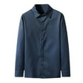 thumbnail image 1 of DPTALR Men Casual Buttons Slim Fit Turndown Solid Long Sleeve Blouse Shirt, 1 of 5