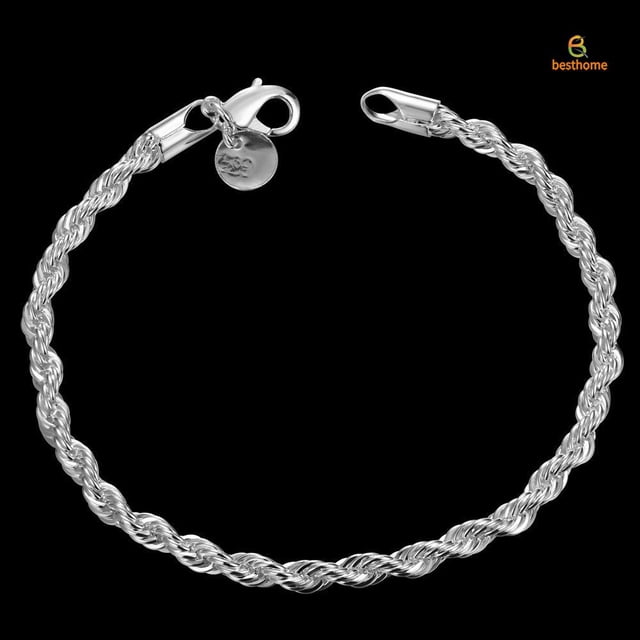 Pulsera de plata con diseño de cuerda torcida para hombres y mujeres Gao Jiahui unisex