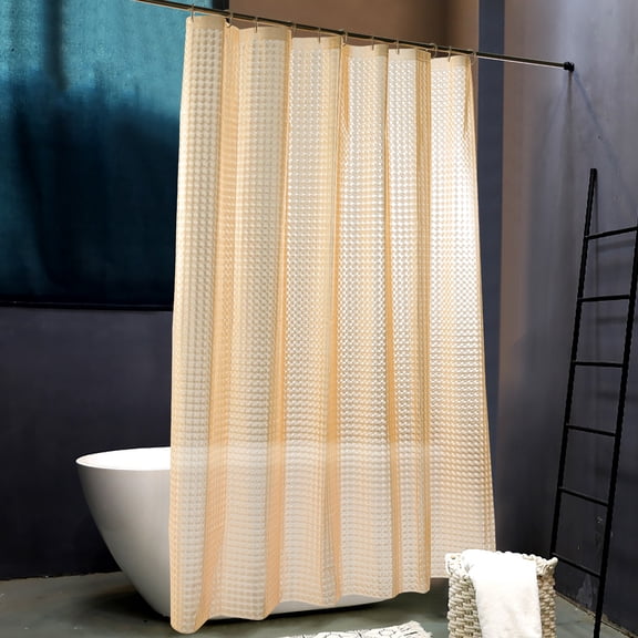 Flxxie EVA Shower Curtain Liner, Water Repellent Shower Curtain for Bathroom Shower Stall, Clear Yellow Checkered, 72"x72"