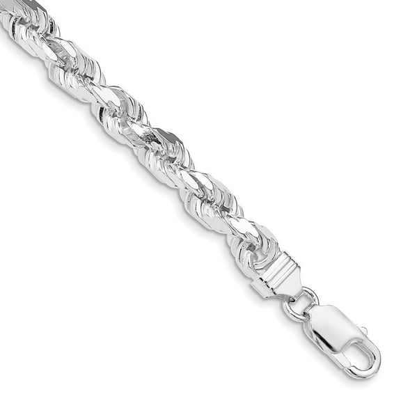 Auriga Fine Jewelry 925 Sterling Silver Rh-plated 7mm Diamond-cut Rope 8inch Chain Bracelet for Men