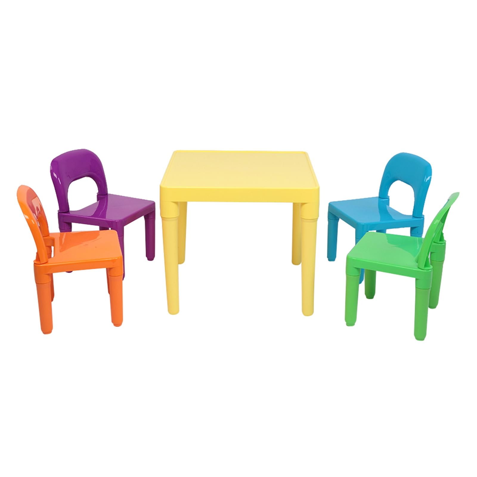 Set of Plastic Lightweight Table And Four Chairs for Children, Kids