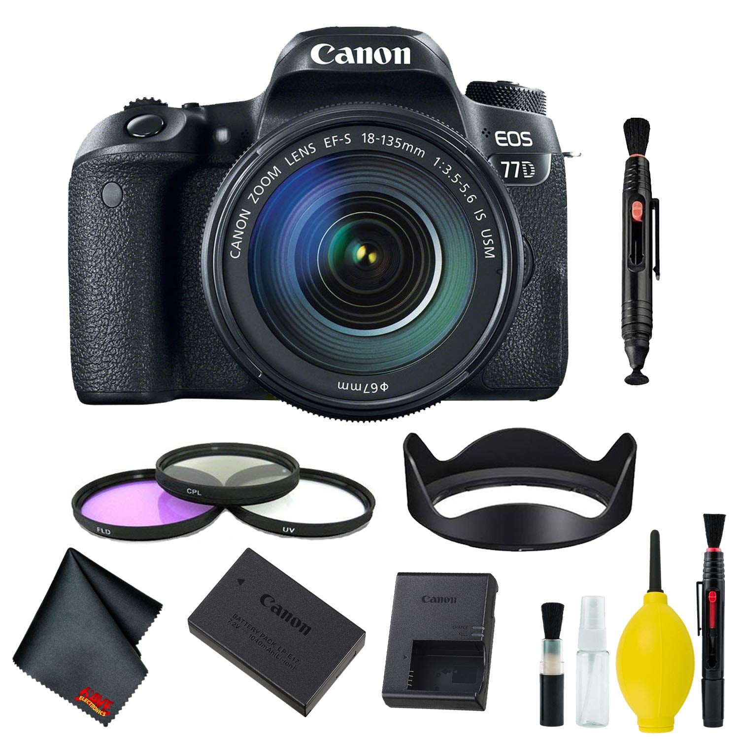 Canon EOS 77D DSLR Camera with 18-135mm USM Lens Filter Kit