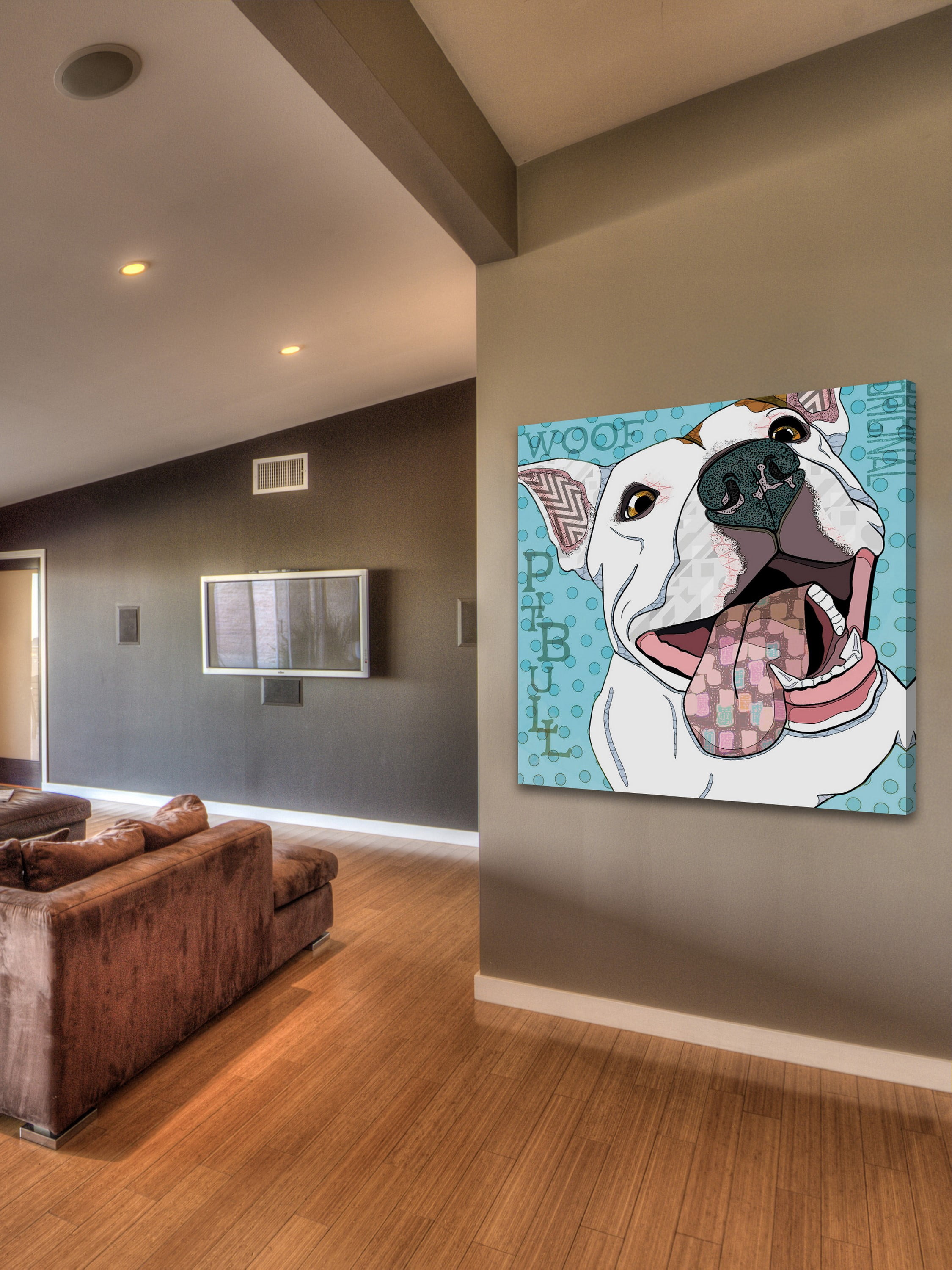 Marmont Hill 'White Pittie' by Stephanie Gerace Painting Print on Wrapped Canvas