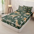 thumbnail image 2 of Castle Fairy Wildlife Giraffe Lion Elephant Zipper Queen Comforter Set with Fitted Sheet and 2 Pillowcases,Tropical Jungle Animal Zipper Bedding Set,Dark Sage Cream,Reversible,4 Pieces, 2 of 6