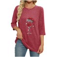 thumbnail image 2 of Christmas Tops for Women Trendy Wine Glass Printed Long Sleeve Ribbed Sweater T-Shirts Crewneck Holiday Outfits (XL, Red), 2 of 5