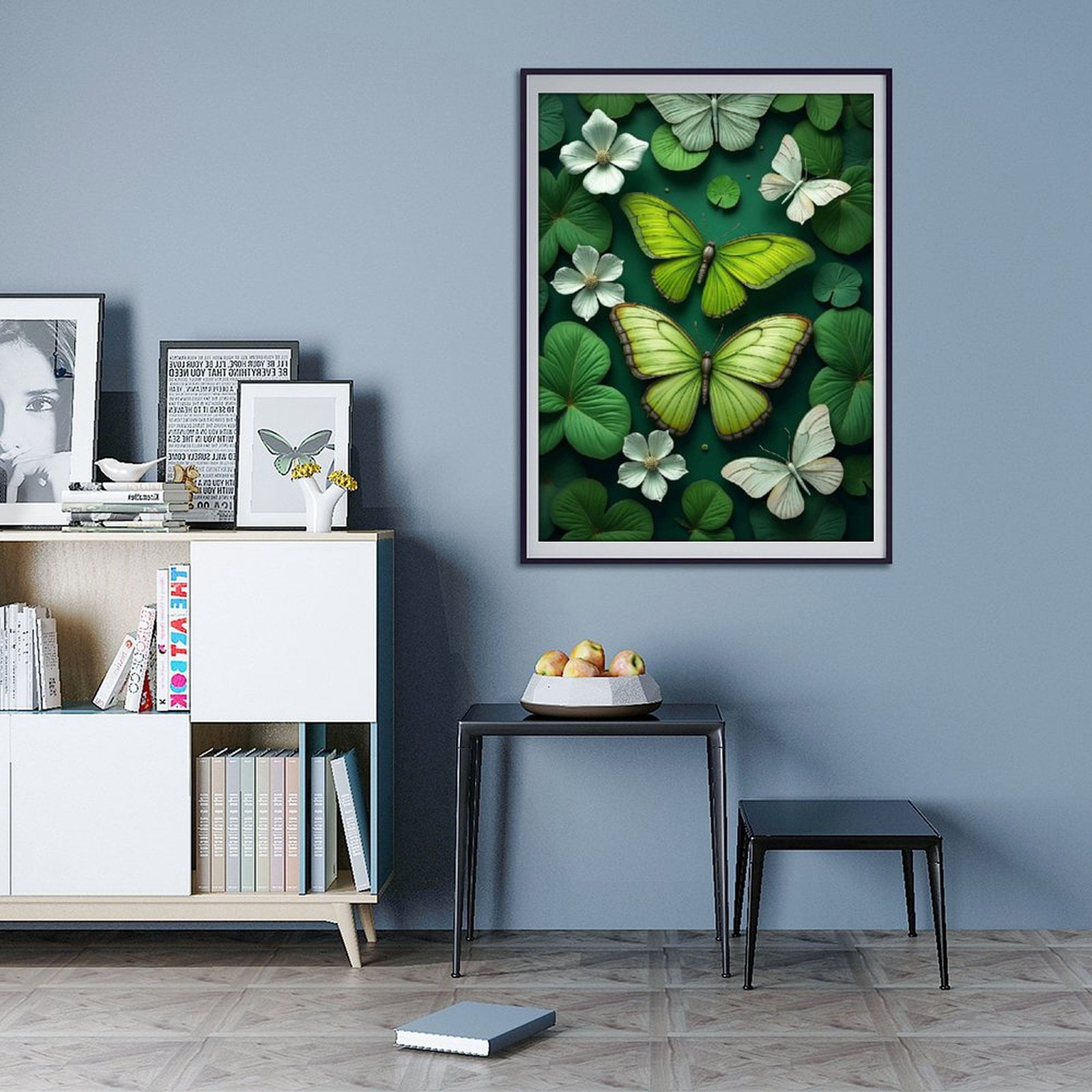 Diamond Art Kits for Adults - Modern Butterfly Green Print No.618 5D Frameless Dimond Painting Kit for Adults Beginner, Round Diamond Kits for Home Wall Decor, Gift for Women