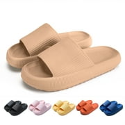 Shower Shoes Pillow Slides Sandals Women Men House Slippers , Beige 42-43, Size W 10-11 M 8.5-9.5