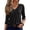 Black, variant on Women's Leopard Print V Neck 3/4 Sleeve Tops, Casual Pleated Front Blouse, Loose Fit Basic Shirts for Everyday Wear Gray S