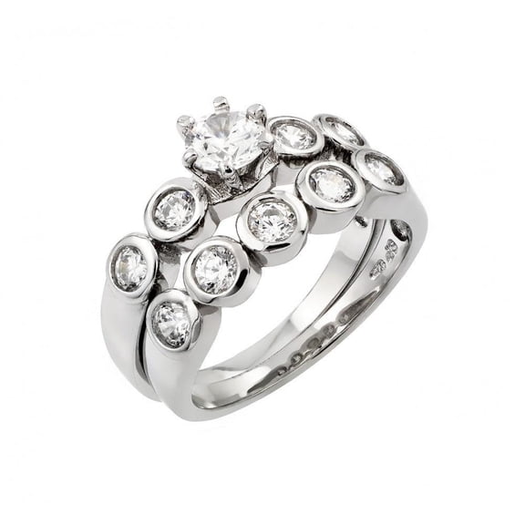 Rhodium Plated Sterling Silver 925 Clear CZ Engagement Ring Band White Jewelry Female Size 8