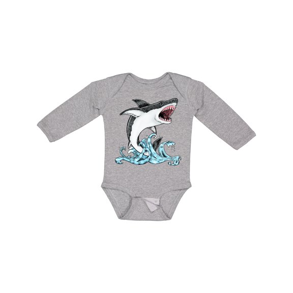 Inktastic Great White Shark Jumping Boys or Girls Long Sleeve Baby Bodysuit