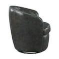 thumbnail image 6 of Miekor Furniture Luxury Living Room Furniture Swivel Chair Gray Top Grain Leather Upholstery Solid Wood 1pc Barrel Back Accent Chair 48804, 6 of 12