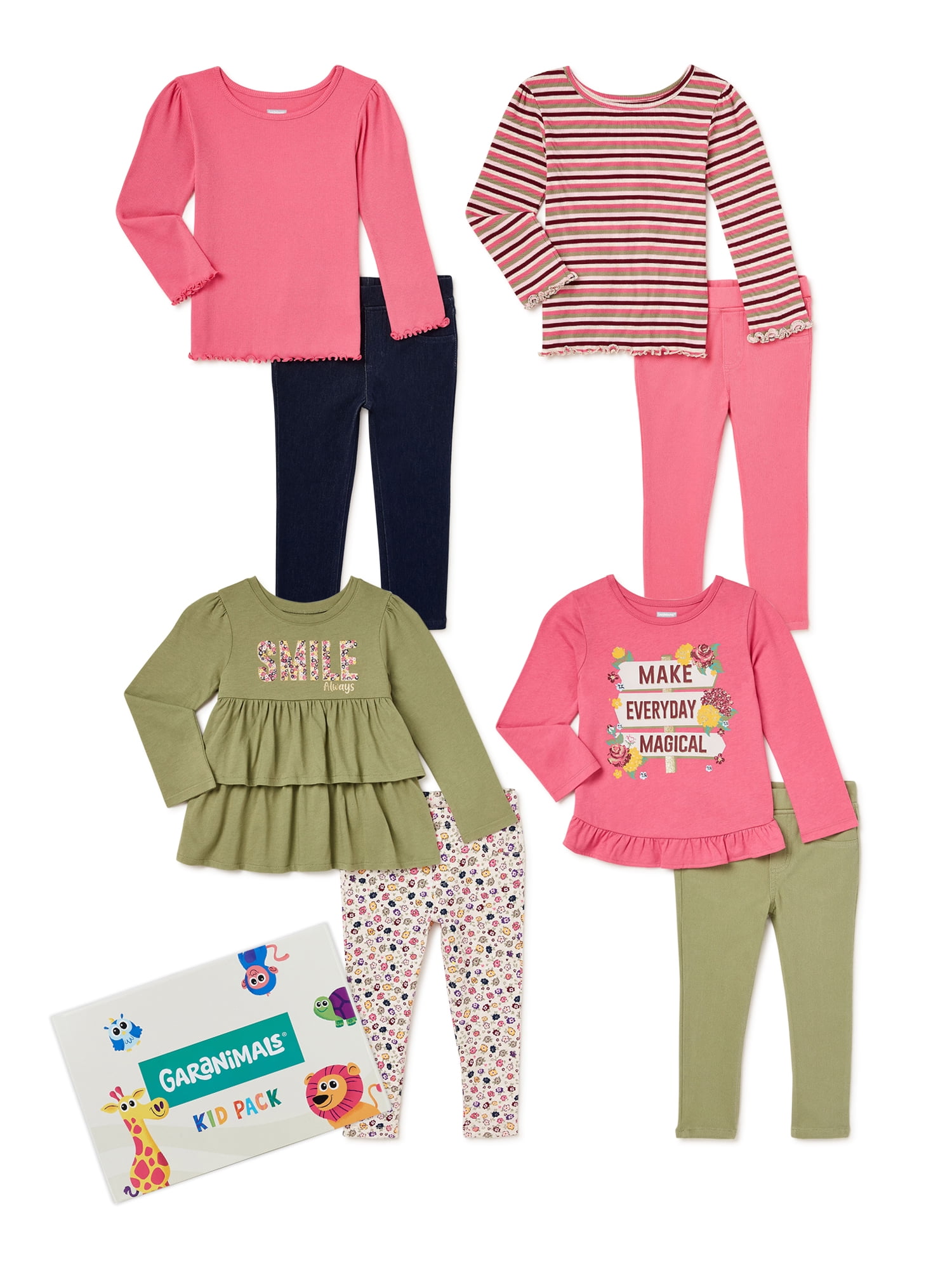 Garanimals Toddler Girls’ Mix & Match Outfits KidPack, 8Piece, Sizes
