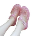 thumbnail image 3 of 5 Years Flats Mary Jane Dance Party Sandals Cosplay Shoes for Little Girls Toddler Shoes Baby Girls Cute Fruit Jelly Colors Hollow Out Non-slip Soft Sole Beach Roman Sandals Pink, 3 of 7