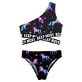 thumbnail image 3 of TTAO Girls 2Piece Bikini Set Quickly Dry Swimwear One Shoulder Swim Top with Bottoms Swimsuit Night Pegasus 16, 3 of 5