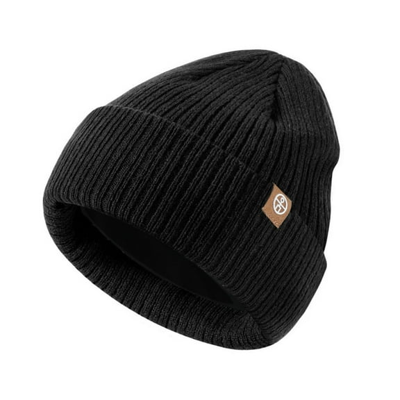 harmtty Fleece Lining Beanie Hat Children Beanie Hat Kids Knitted Winter Hat Toddler Warm Beanie Hat Fleece Lining Knitting Hat Children Outdoor Hat Black S