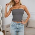 thumbnail image 2 of HNMKIU Tube Top Strapless Stretchy Camisole with Removable Padded Cushion for Layering and Outerwear Sleeveless Tops for Women Grey,L, 2 of 6