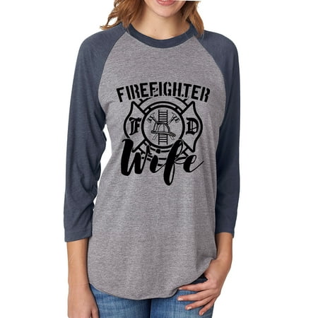 FIREFIGHTER WIFE Unisex 3/4 Sleeve Baseball Raglan Tee