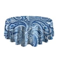 thumbnail image 5 of Blue Paisley Pattern Round Tablecloth 60"x60",Wrinkle Wipeable Table Cloth for Kitchen Dining Room Picnic Patio Party, 5 of 6