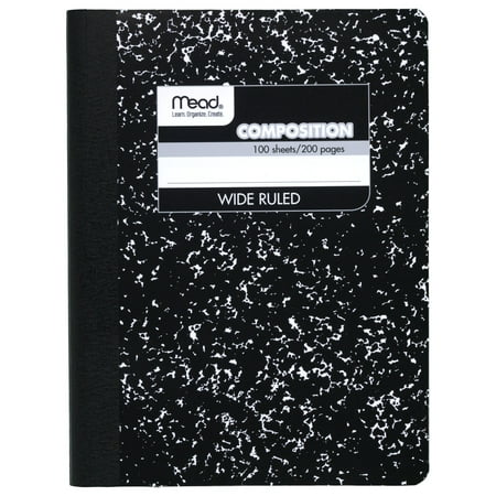 Mead Composition Book Wide Rule 9 3/4 x 7 1/2 White 100 Sheets 09910
